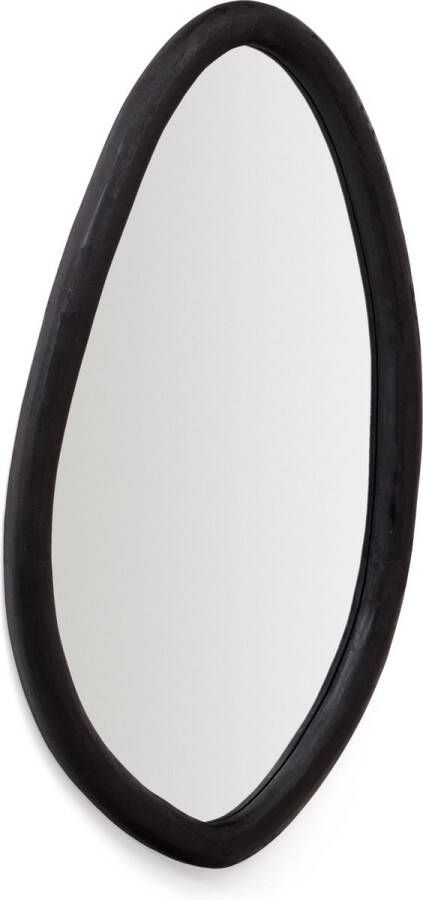 Kave Home Magrit-spiegel van massief munggurhout met zwarte afwerking Ø 60 x 110 cm