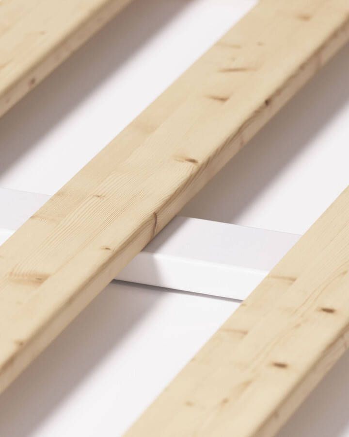 Kave Home Maralis tipi bed van massief beukenhout met witte afwerking voor matrassen van 70 x 140 c