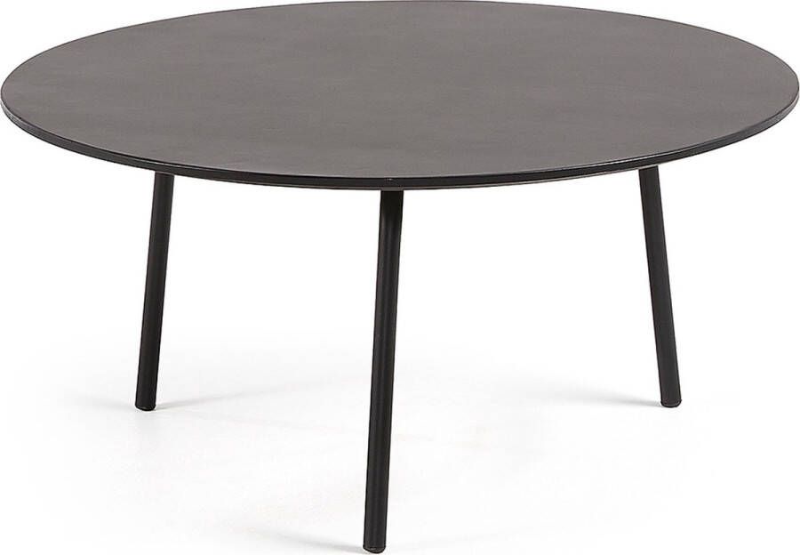 Kave Home Mathis cementvezel met stalen poten met zwarte afwerking Ø 70 cm