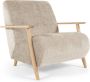 Kave Home Meghan fauteuil in beige chenille en hout met natuurlijke afwerking - Thumbnail 1