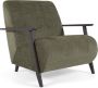 Kave Home Meghan fauteuil in groene chenille en hout met wengé afwerking - Thumbnail 1
