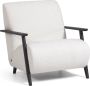 Kave Home Meghan fauteuil wit geschoren effect met massief essenhouten poten met wengé-afwerking - Thumbnail 1
