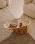 Kave Home Mosi-salontafel met poot van massief munggurhout Ø 90 x 50 cm - Thumbnail 1