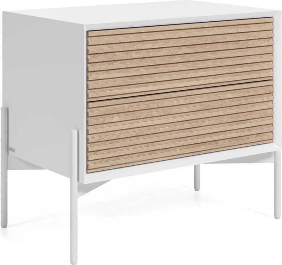 Kave Home Nachtkastje Marielle van essenhout met witte lak 64 x 54 cm