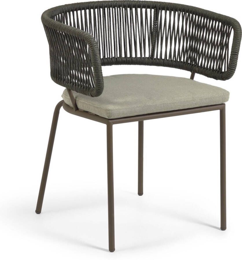 Kave Home Nadin stoel van groen touw en gegalvaniseerd staal