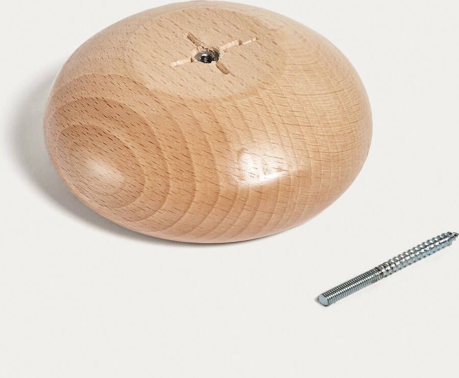 Kave Home Nadue set van 3 wandhaken in massief beuken met natuurlijke afwerking
