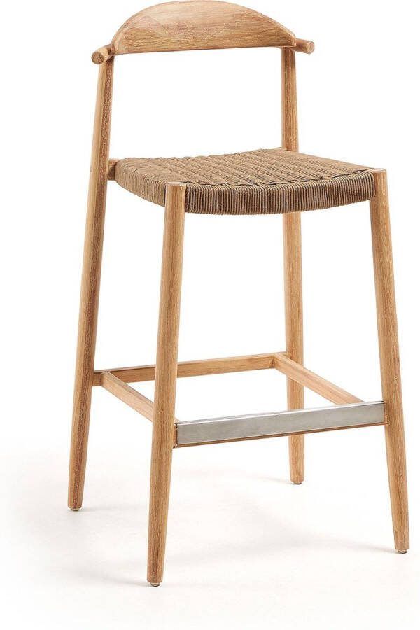 Kave Home Nina massief acaciahouten kruk hoogte 76 cm