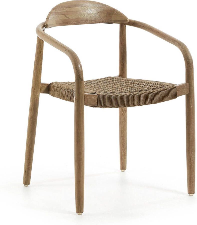 Kave Home Nina stoel in massief acaciahout en beige touw