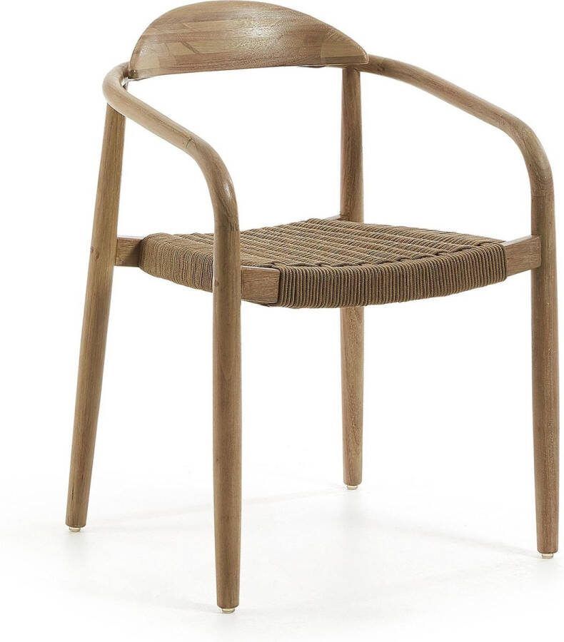 Kave Home Nina stoel in massief acaciahout en beige touw