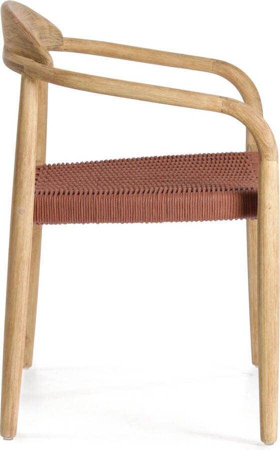 Kave Home Nina stoel in massief acaciahout en terracotta touw