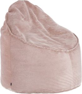 Kave Home Wilma poef in roze corduroy met brede naad Ø 80 cm