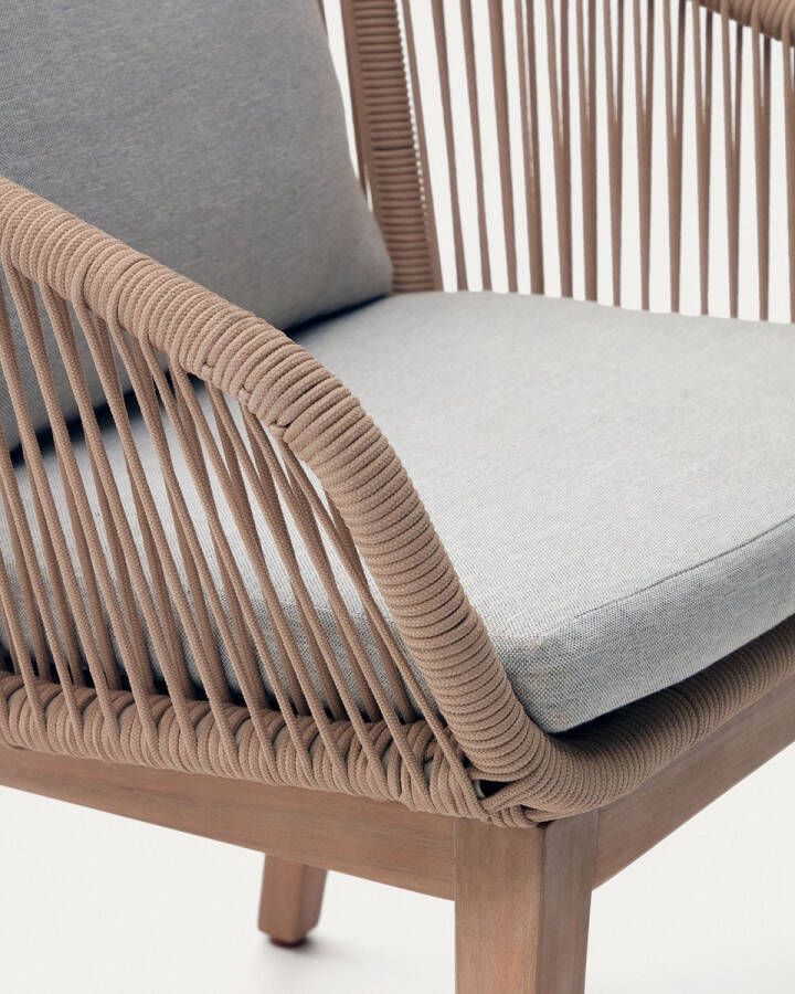Kave Home Portalo stoel met beige touw en massieve acaciahouten poten