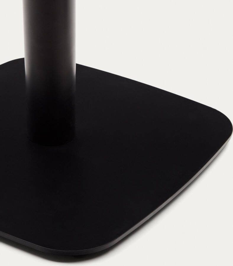 Kave Home Ronde witte Dina-buitentafel met zwart gelakte metalen poot Ø 68 x 70 cm