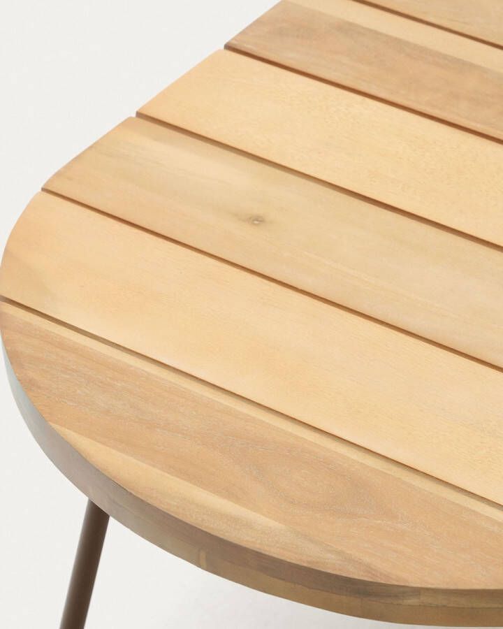 Kave Home Salguer outdoor salontafel van massief acaciahout en bruin staal Ø 100 x 50 cm FSC 100%
