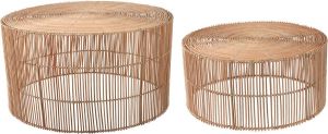 Kave Home Salontafels Elmima set van 2 in 100% rotan met natuurlijke finish Ø 66 cm en Ø 55 cm