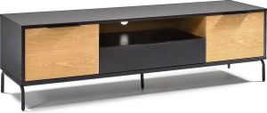Kave Home Savoi MDF TV meubel met zwarte lak en zwart afgewerkt staal 170 x 50 cm