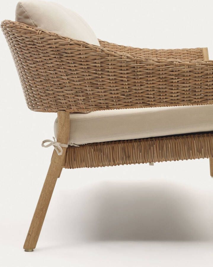 Kave Home Set Pola 2-zitsbank en 2 fauteuils in massief eucalyptushout en kunststof rotan FSC - Foto 1