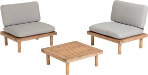 Kave Home Loungeset 'Viridis' 2 fauteuils + 1 tafel Acaciahout