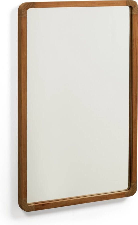 Kave Home Shamel spiegel in massief teakhout met notenhouten afwerking 45 x 70 cm