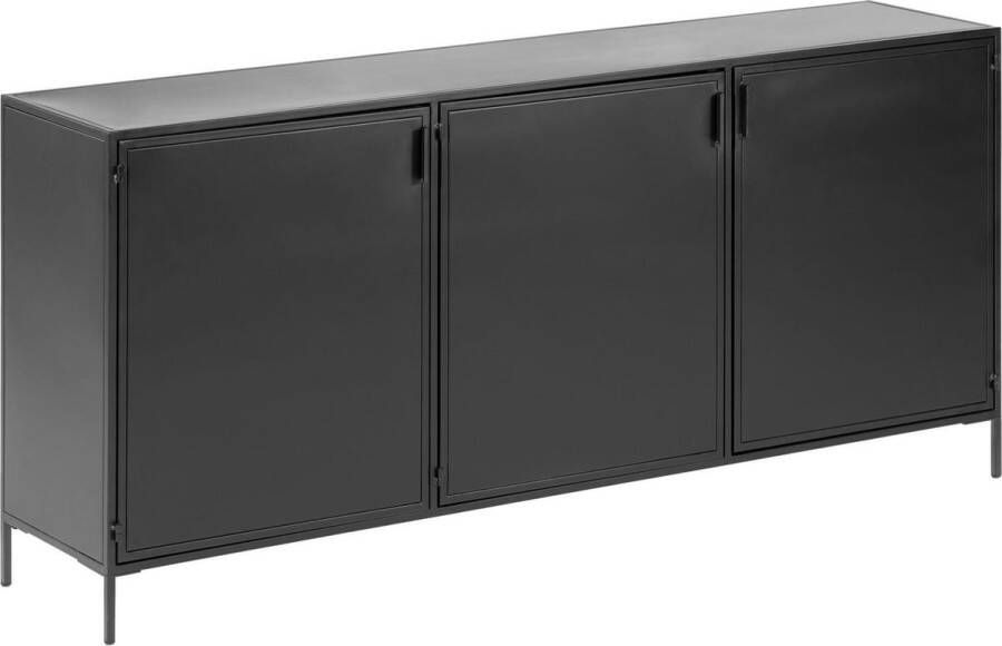Kave Home Shantay metalen dressoir in zwart gelakte afwerking met 3 deuren 160 x 72 cm