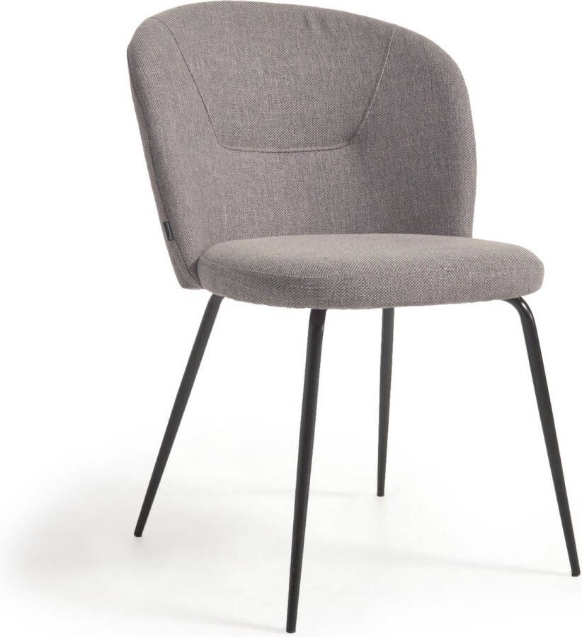 Kave Home Stoel Anoha grijs met metaal met zwarte afwerking