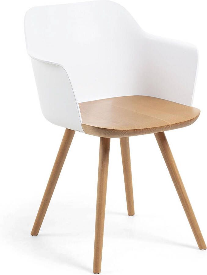 Kave Home Bjorg witte en massief beuken stoel