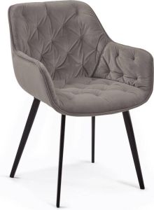 Kave Home Eetkamerstoel Mulder Velvet Grijs