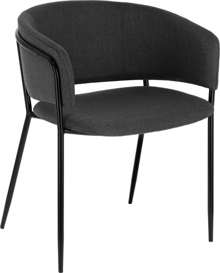 Kave Home Stoel Runnie donker grijze met stalen poten met zwarte afwerking