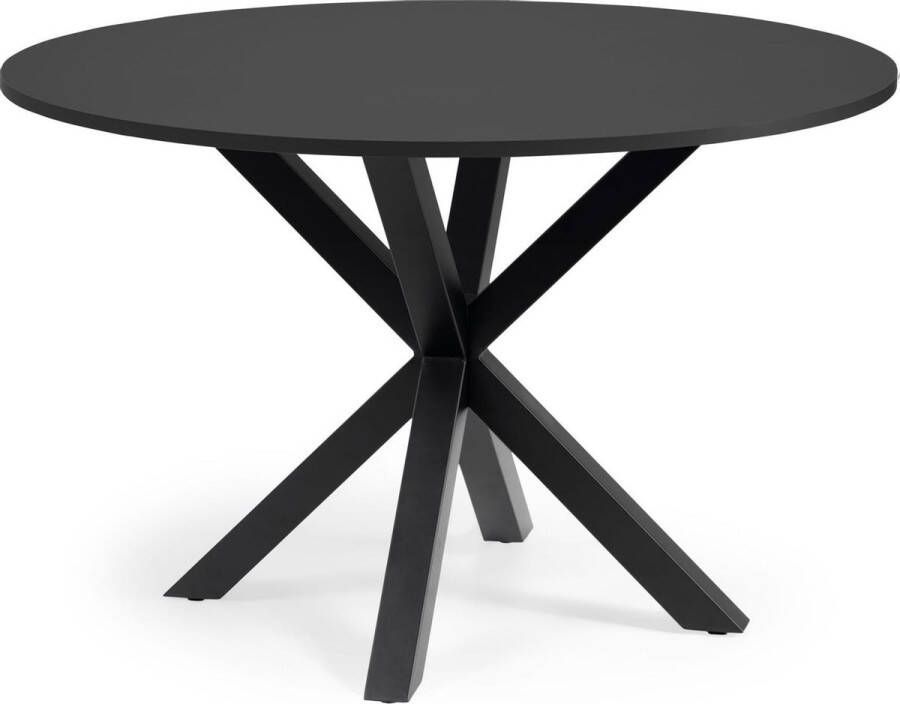 Kave Home Tafel Fulll Argo rond zwart gelakt MDF met stalen poten in zwart Ø 119 cm