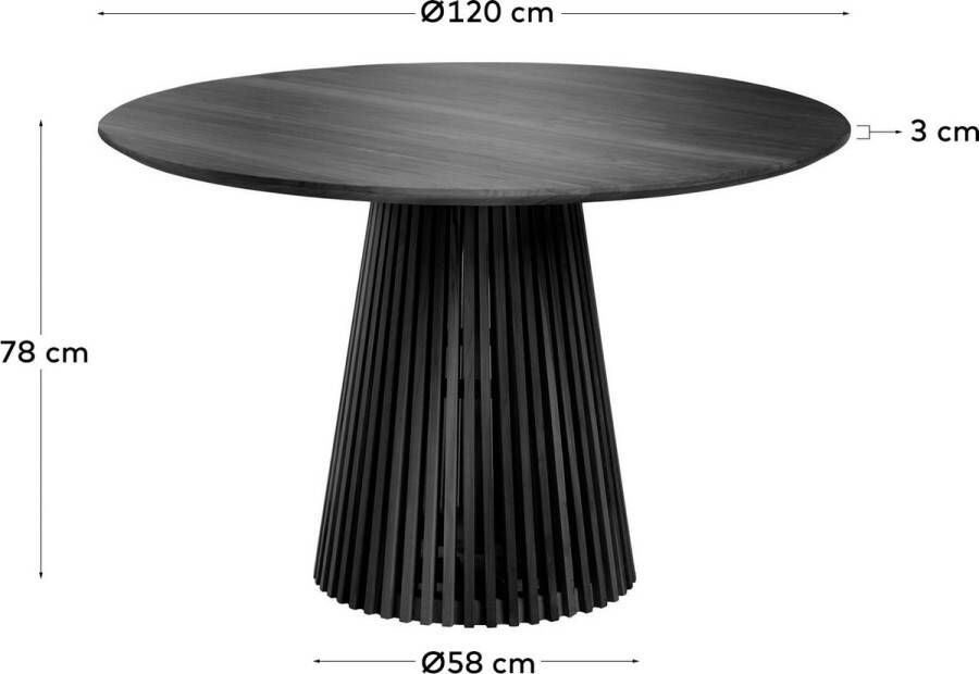 Kave Home Ronde Eettafel Jeanette Mindihout 120cm Zwart