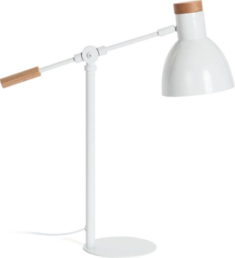 Kave Home Tafellamp Tescarle Metaal en Beukenhout Wit