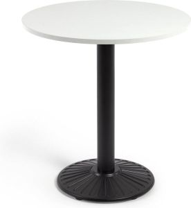 Kave Home Tiaret ronde tafel in wit melamine met zwart metalen poot Ø 69 5 cm