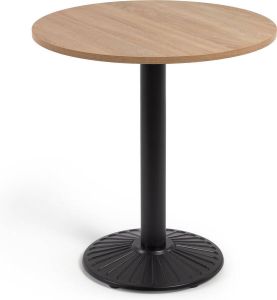 Kave Home Tiaret ronde tafel van melanine met naturel afwerking en zwart metalen poot Ø 69 5 cm