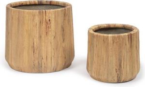 Kave Home Tirsa set van 2 potten van waterhyacint en cement natuurlijke afwerking Ø 25 cm Ø 35 cm