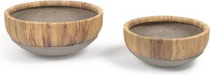 Kave Home Tirsa set van 2 waterhyacint en cement centreerstukken natuurlijke afwerking Ø31 cm Ø37 cm