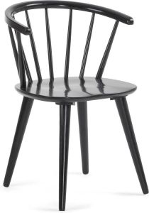 Kave Home Trise MDF en massief rubberhouten stoel met zwarte lak