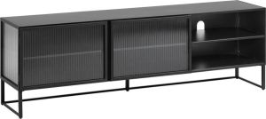 Kave Home Trixie stalen TV-meubel met 2 deuren in een zwart gelakte afwerking 180 x 50 cm