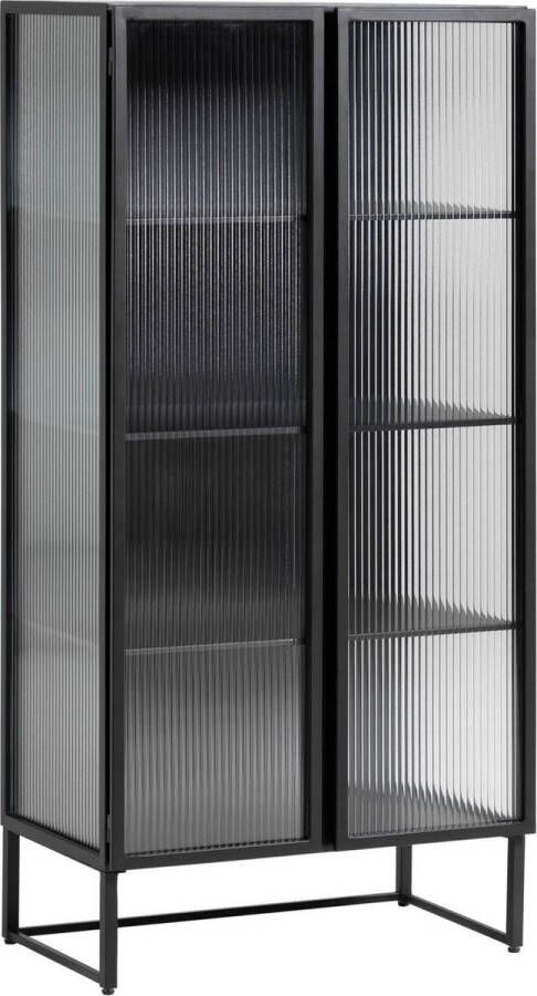 Kave Home Vitrinekast Trixie Zwart metaal met glas 143 x 70cm