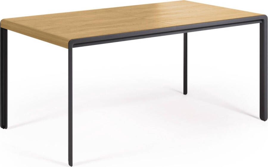 Kave Home Uitschuifbare tafel Nadyria met eikenfineer en stalen poten 160 (200) x 90 cm