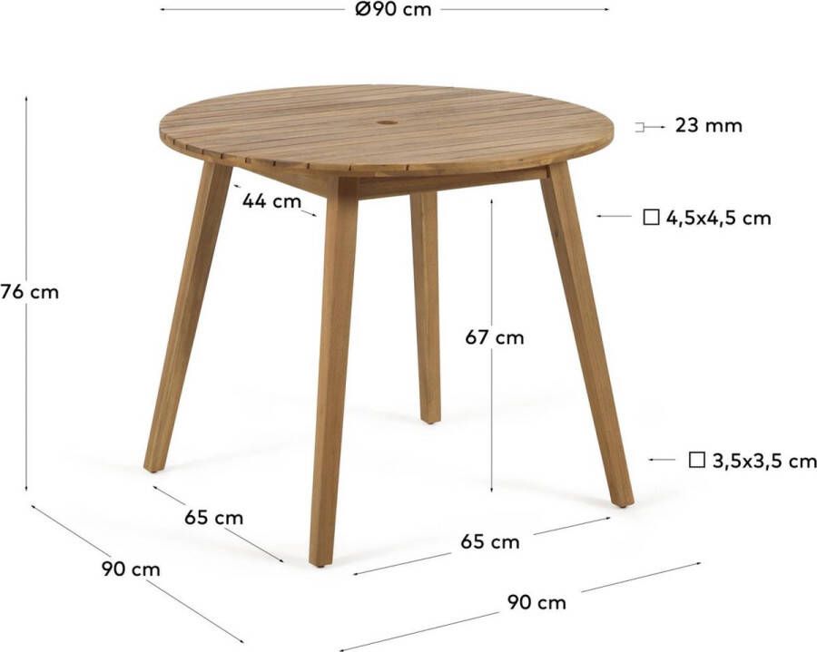 Kave Home Vilma ronde buitentafel gemaakt van massief acaciahout Ø 90 cm FSC 100%