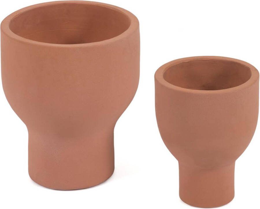 Kave Home Vittorina set van 2 terracotta bloempotten Ø 26 cm Ø 35 cm