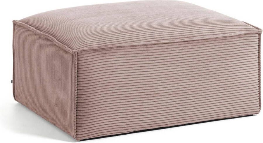 Kave Home Blok voetensteun in roze corduroy met brede naad 90 x 70 cm