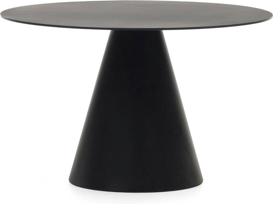 Kave Home Wilshire ronde tafel van gehard glas en metaal met matzwarte afwerking Ø 120 cm