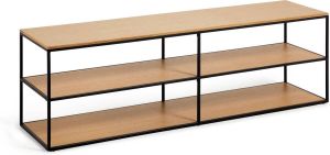Kave Home Yoana TV-meubel in eikenfineer met zwart gelakt metalen frame 160 x 40 cm