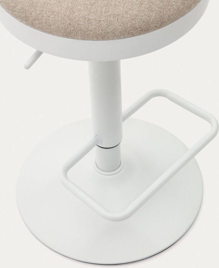 Kave Home Zaib-kruk in beige chenille en staal met matwitte afwerking 58- 80 cm hoog