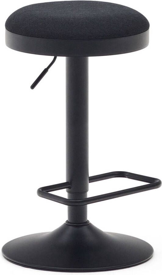 Kave Home Zaib-kruk in zwart chenille en staal met matzwarte afwerking 58- 80 cm hoog