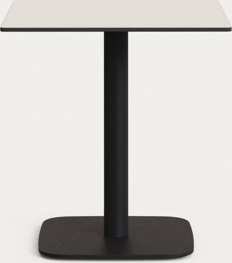 Kave Home Zwarte Dina-buitentafel met wit gelakte metalen poot 68 x 68 x 70 cm