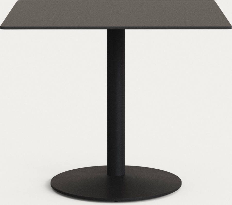 Kave Home Zwarte Esilda-buitentafel met zwart gelakte metalen poot 90 x 90 x 70 cm
