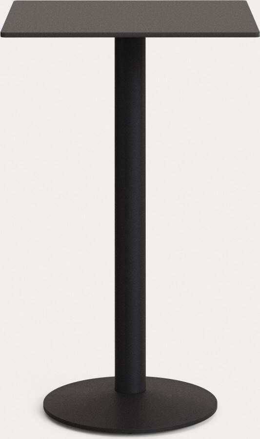 Kave Home Zwarte hoge Esilda-buitentafel met zwart gelakte metalen poot 60 x 60 x 96 cm