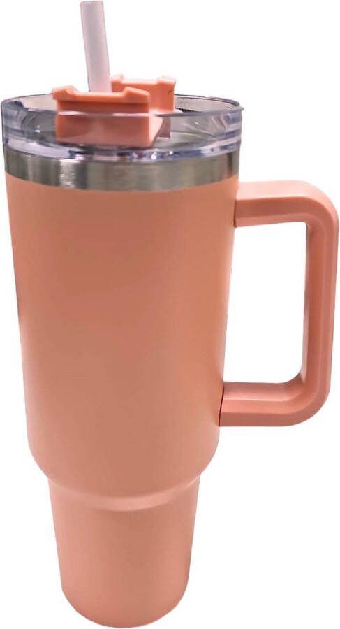 Kay Tumbler met Handvat en Rietje Thermosbeker 1 2 Liter Waterfles Roze